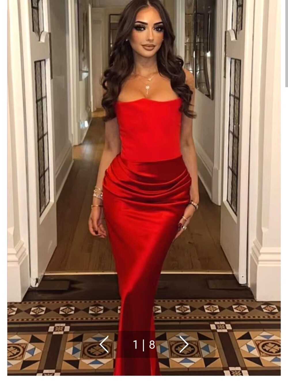Nwt SYMPHONY Red Satin Strapless Corset Evening Gown Widow Goth Shiny Gloss Prom